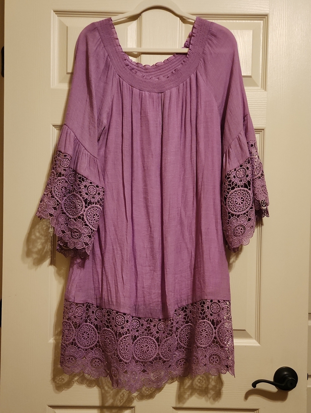 NWT Lilac Crochet-Trim Boho Dress, XL
